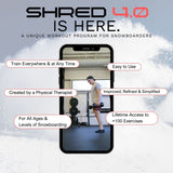 workout program for snowboarders with a person using dumbbells in a gym.