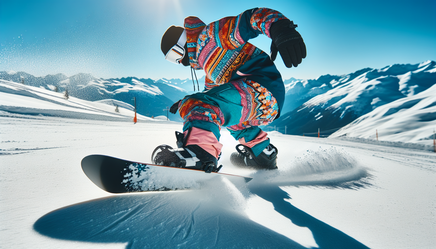 Snowboarder demonstrating balanced body positioning for buttering