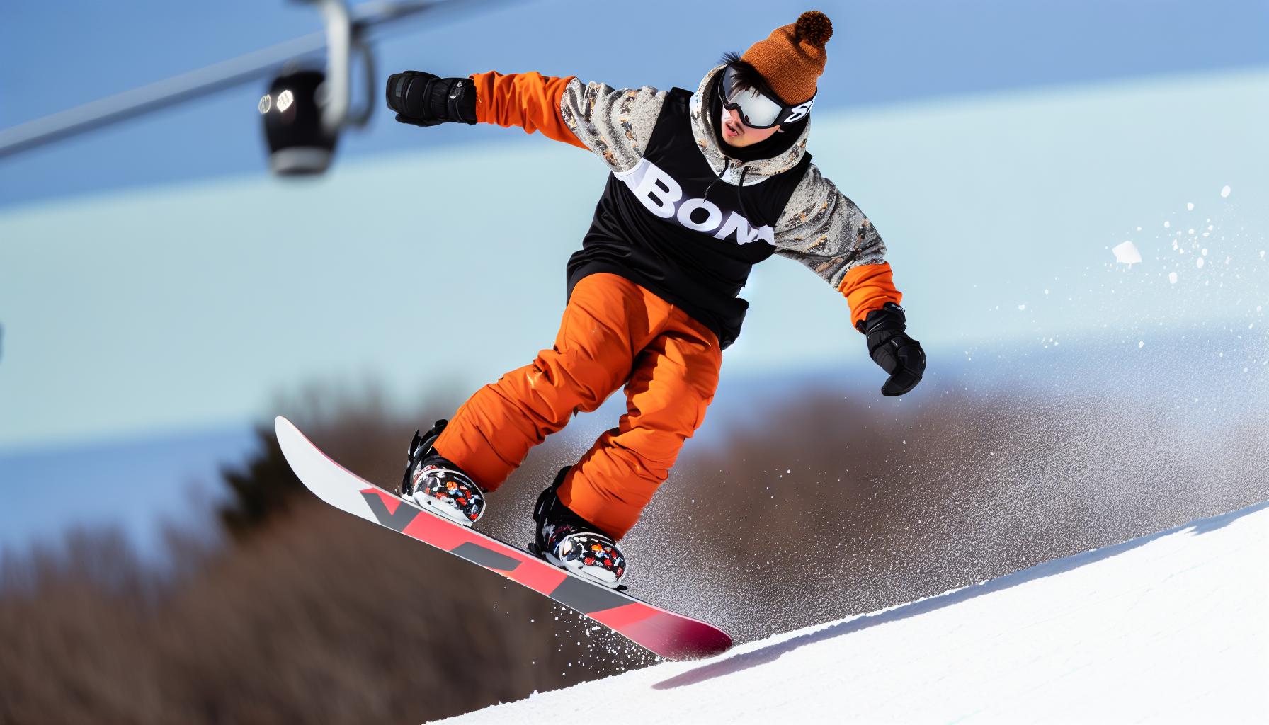 Snowboarder performing a smooth buttering technique on the snow